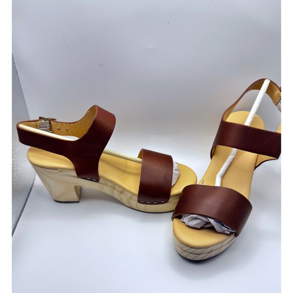 Nisolo Women’s Leather Wood Platform Sandals Size 6 Handmade in Mexico 3.5”Heel - Picture 11 of 11